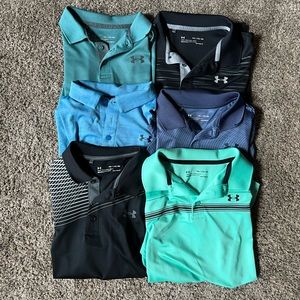 LOT of 6 Under Armour Golf Polo Youth XL